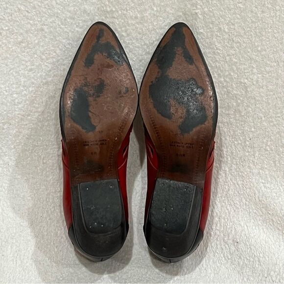 Hunt Club Red Leather Jennifer Western Bootie with Purple & Green Inlays Sz 6.5 - Picture 14 of 16